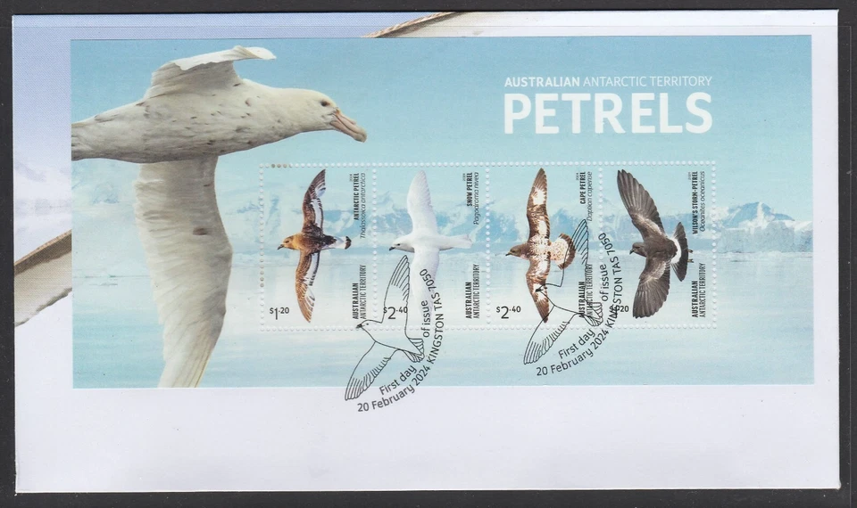 Australian ANTARCTIC 2024 Antarctic PETREL Birds MINISHEET  V F Used on FDC . - Image 1 of 1