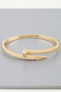 Bejeweled Sharp Nail Wrap Bracelet Silver or Gold - Picture 1 of 5