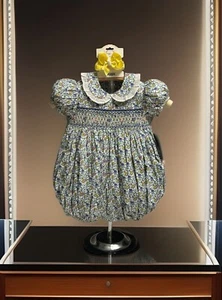 Girls NWT Remember Nguyen Smocked Romper Bubble Free Bow 24 Months - Picture 1 of 9