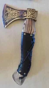 Custom Handmade Viking Axe Ragnar Lothbrok Rosewood Handle Leather Sheath - Picture 1 of 8