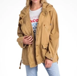 Chaqueta Free People Joshua Tree Abrigo Marrón Camel Con Capucha Utilidad XS $148 Gran Tamaño - Imagen 1 de 15