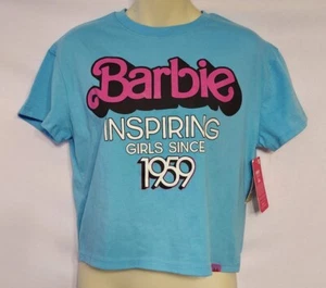 Barbie the Movie “Inspiring Girls Since 1959” Midriff T Shirt Light Blue XS NWT - Picture 1 of 2