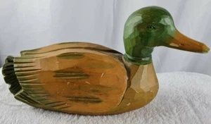 Vintage Holz Stockente handgeschnitzt handbemalt Lockvogel Dekoration - Bild 1 von 7