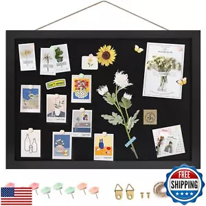Yettsoy Black Cork Board Bulletin Board 16.7" x 11", Small Linen Corkboards w - Picture 1 of 5