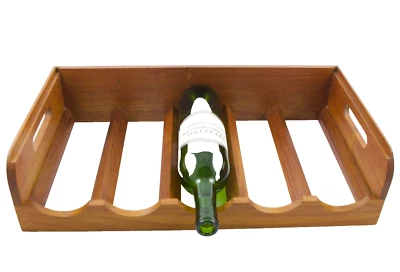 Vintage Kalmar Teak Wood 5 Bottle Stacking Wine Rack Tray #1 - Image 1 of 4