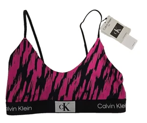 Calvin Klein Bralette Wirefree Sexy Hot Pink Black Logo XL NEW - Picture 1 of 2