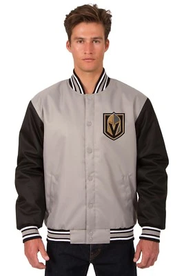 NHL Vegas Golden Knights Poly Twill Jacket Charcoal Patch Logos JH Design - Image 1 of 4