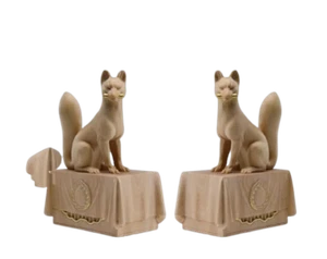 Zorro sintoísta japonés KITSUNE antigüedades adorno Inari madera tallada a mano - Imagen 1 de 5