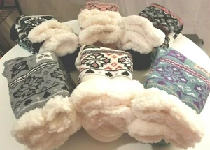  THERMAL Non Slid Gripper Women Sherpa Thick Slipper House Socks Shoe 9-11 - Picture 1 of 10