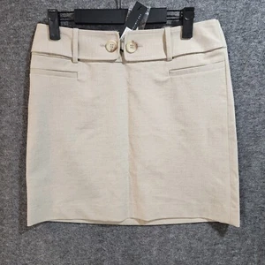 NWT The Limited Women's Size 0 Lined Mini Skirt Stretch Beige Khaki Buttons - Picture 1 of 13