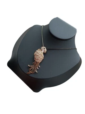 Lange Kette  Schwarz Paradies Vogel Papagei Strass  Modeschmuck - Bild 1 von 2