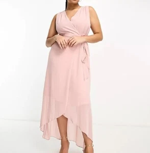 TFNC Plus Bridesmaid Chiffon Wrap Maxi Dress in Mauve (ass5) - Picture 1 of 1