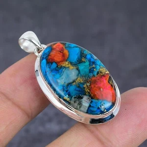 Blau Multi Türkis Oval Anhänger Handarbeit 925 Sterling Silber Anhänger als Geschenk - Bild 1 von 4