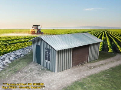 HO Scale Building - Corrugated Metal Shed  Cardstock Paper Model kit set CSH1 - Image 1 of 4