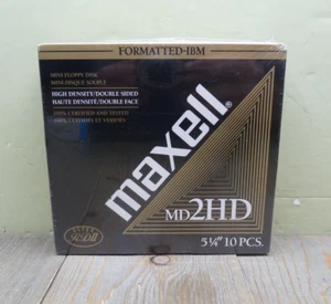 Maxell MD2HD 5 1/4" IBM & Compatibles 10 Formatted Floppy Disk New Double Sided - Afbeelding 1 van 6