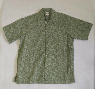 Camisa Para Hombres Go Barefoot Hawaiana Manga Corta L Algodón Poliéster Verde Floral Foto 1 de 4