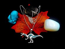 Sterling Silver, Dinosaur, Turquoise Stone, Gift for Her, Silver Pendant