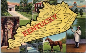 KENTUCKY KY Multi Vista Mapa Lino - Postal - Imagen 1 de 2