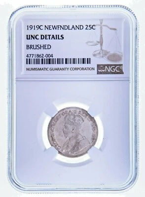 1919C Canada Newfoundland 25 Cents NGC UNC Details KM# 17 - Image 1 of 4