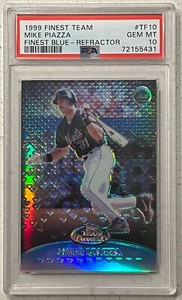 1999 Topps Finest Blue Refractor #'d 49/150 Mike Piazza #TF10 PSA 10 GEM MINT