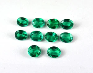 74.50 Cts/10Pcs Wholesale Lot Lab Created Emerald Oval Shape Loose Gemstone - Picture 1 of 5