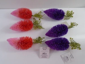 6 Bottle Brush Easter Carrot Decor Purple Red Pink Ombre 8" - Picture 1 of 3
