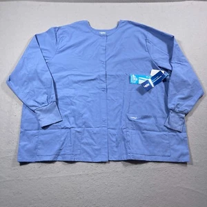 Landau Scrubs Long Sleeve 4 Pocket Blue Button Up 5XL Medical Hospital NWT - Picture 1 of 7