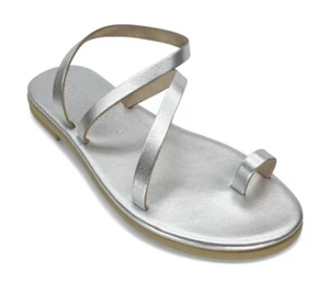 Ancient Greek Leather Sandals Handmade Slide Women Toe Ring LaceUp Anatomic Flat - Picture 1 of 5