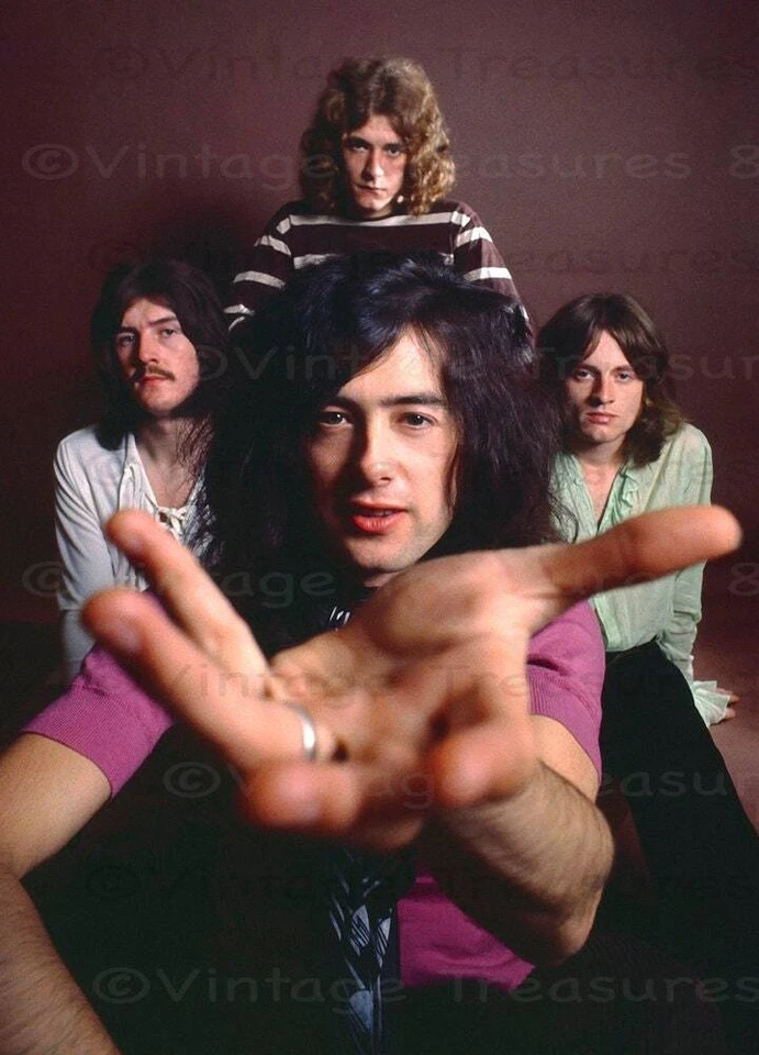 Led Zeppelin Jimmy Page John Paul Jones Bonham Robert Plant Photo Print Poster - Image 1 of 1