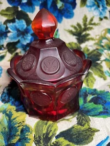 Fostoria Ruby Red Coin Glass Candy Dish Wedding Dish Vintage - Picture 1 of 9