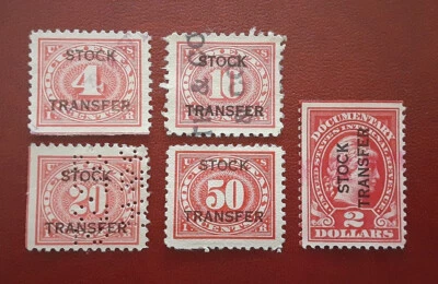 US Stock Transfer Revenue 4c RD3 10c RD5 20c RD6 50c RD9 2175 - Image 1 of 2