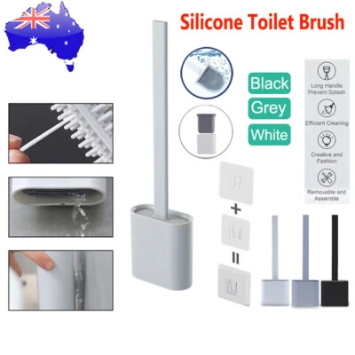 Bathroom Silicone Bristles Toilet Brush with Holder Creative Cleaning Brush Set - image 1 of 4