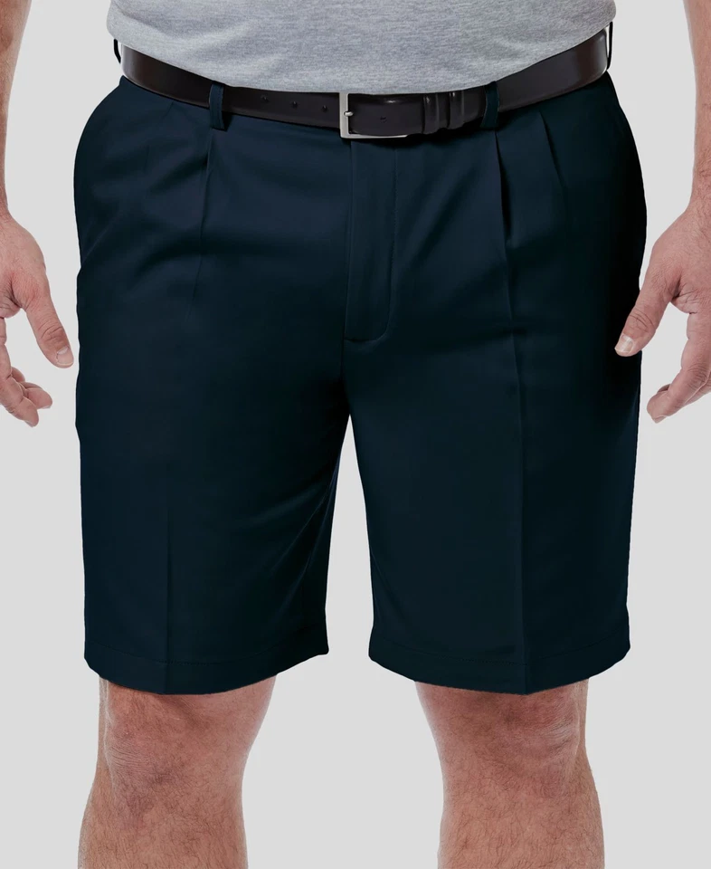 Haggar Men's Blue Cool 18 Pro Classic-Fit Dress Shorts Big & Tall 50W