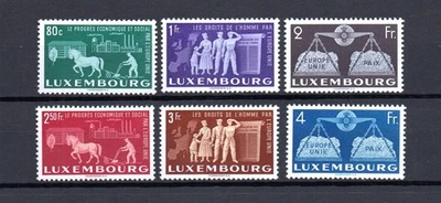 Conjunto de selos Europa/Trens/CEPT Luxemburgo 1951 (Michel 479/83) bom estado, sem marca de charneira - Imagem 1 de 2