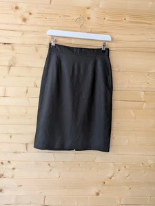 Vintage Laura Ashely Black Linen Cotton Woven Cottage Core Skirt Small - Picture 1 of 10