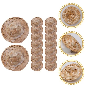 16 pezzi piccoli cappelli di paglia intrecciati oggetti di scena bambola decorativa cappelli di paglia oggetti di scena fotografici - Foto 1 di 10