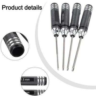 Precision Hex Screwdrivers for RC Models 1 5mm 2 0mm 2 5mm 3 0mm Black - Image 1 of 4
