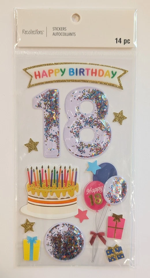 Pegatinas para álbumes de recortes de fiesta de feliz 18 cumpleaños por recuerdos  Foto 1 de 1