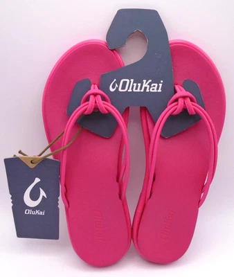 NEW WOMEN'S "OLUKAI SIZE 5 'AKA PINK PLUMERIA FLIP FLOP KNOTTED THONG SANDALS" - Image 1 of 4