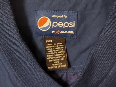 Pepsi Employee Windbreaker Jacket Mens Lg Blue Pullover Embroidered Patch Vtg - Image 1 of 4