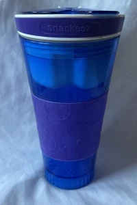 Snackeez 2 In 1 Snack and Drink Cup As Seen On TV Blue/Purple No Straw Pre-Owned - Picture 1 of 8
