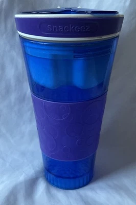 Snackeez 2 In 1 Snack and Drink Cup As Seen On TV Blue/Purple No Straw Pre-Owned - Image 1 of 4
