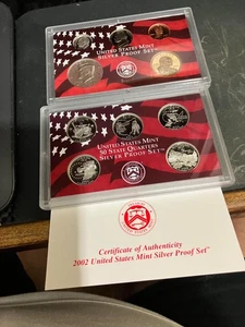 2002 US Mint Silver Proof Set, 10 Coins, Original Box and COA - Picture 1 of 1