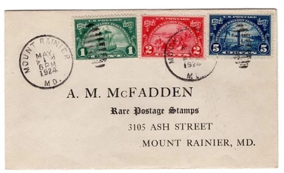 #614-16 Hugenot Walloon 1924 Set/1 FDC - Unofficial Mount Rainier MD - McFadden - Image 1 of 2