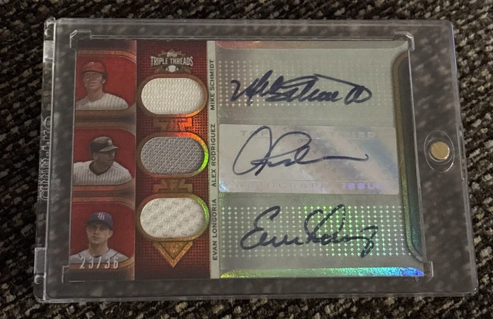 Topps Triple Threads 2011 auto reliquia Mike Schmidt/Alex Rodríguez/Longoria 23/36 Foto 1 de 3