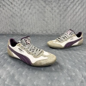 Puma Ring Sneakers Womens 8 Gray Purple Leather Suede Lace Up Tennis Preppy Run - Picture 1 of 12