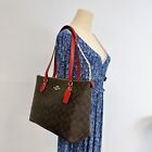 Coach CH504 Gallery Tote In Signature Canvas IN BROWN 1941 RED