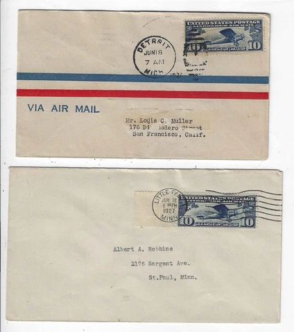 FDC's   # C10 --  10c Lindbergh -   4x cancels Cover
