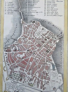 Mantua Lombardy Italy Lago Superiore di Mezzo c. 1870 old city plan detailed map - Picture 1 of 2