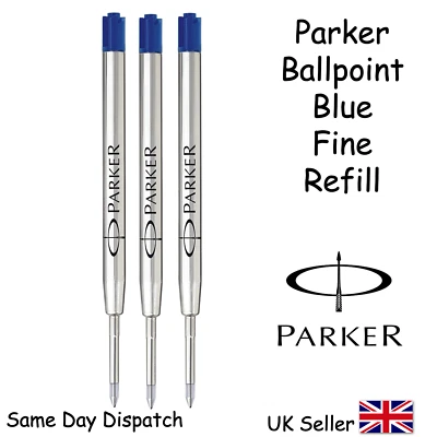 GENUINE PARKER BALLPOINT REFILL BIRO FINE  BLUE SMOOTH WRITING QUINK FLOW - Image 1 of 4